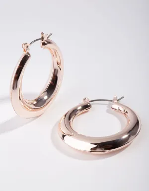 Rose Gold Basic Smooth Hoop Earrings