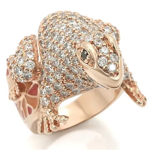 Rose Gold Brass Ring with AAA Grade CZ in Jet for Women Style 0W283