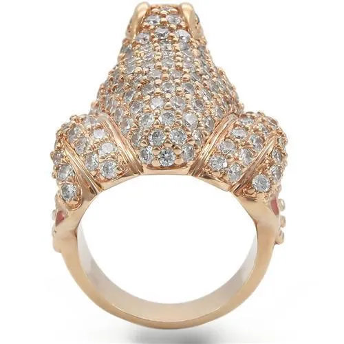 Rose Gold Brass Ring with AAA Grade CZ in Jet for Women Style 0W283