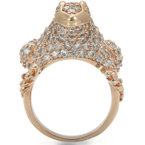 Rose Gold Brass Ring with AAA Grade CZ in Jet for Women Style 0W283