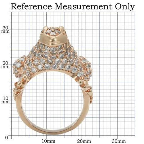 Rose Gold Brass Ring with AAA Grade CZ in Jet for Women Style 0W283