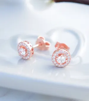 Rose Gold Cubic Zirconia Stud Earrings