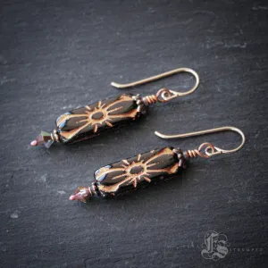 Rose Gold Deco Flower Earrings