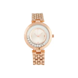 Rose Gold Diamante Stone Link Watch