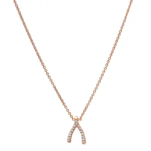 Rose Gold Diamond Mini Wishbone Necklace