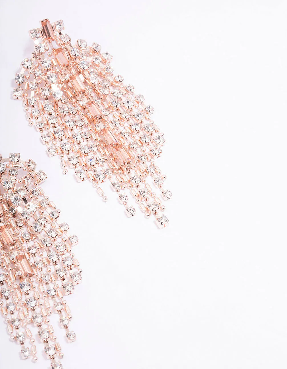 Rose Gold Mixed Stone Cupchain Drop Earrings