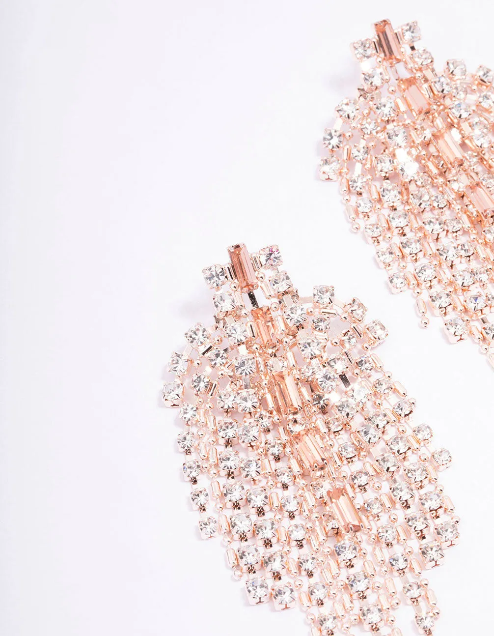 Rose Gold Mixed Stone Cupchain Drop Earrings