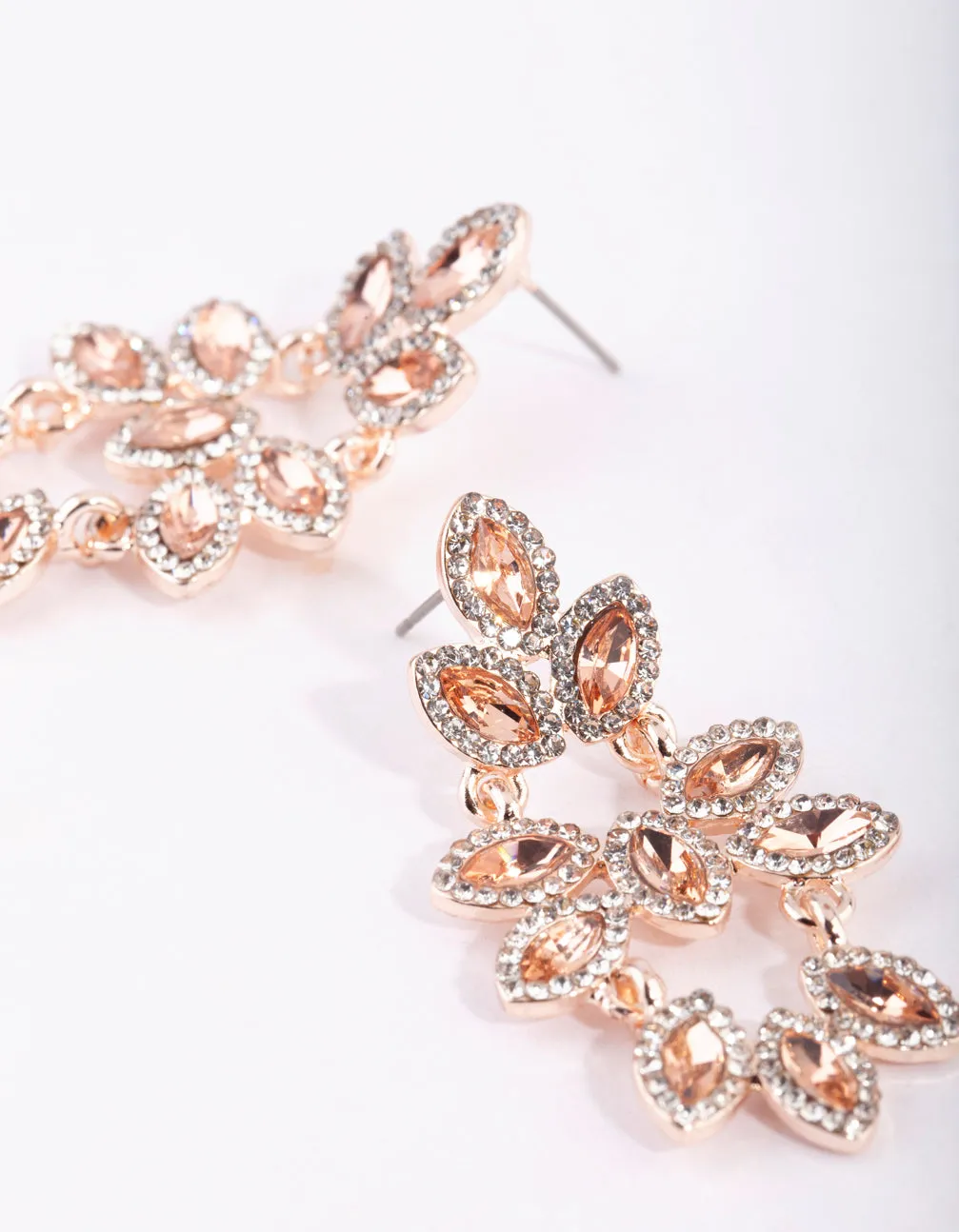 Rose Gold Navette Drop Earrings