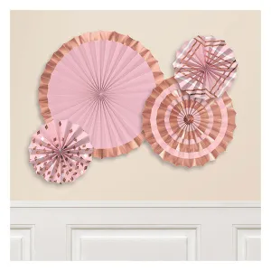 Rose Gold Paper Fans 4pk