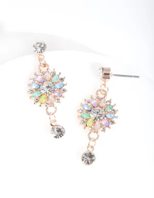 Rose Gold Pastel Diamante Earrings