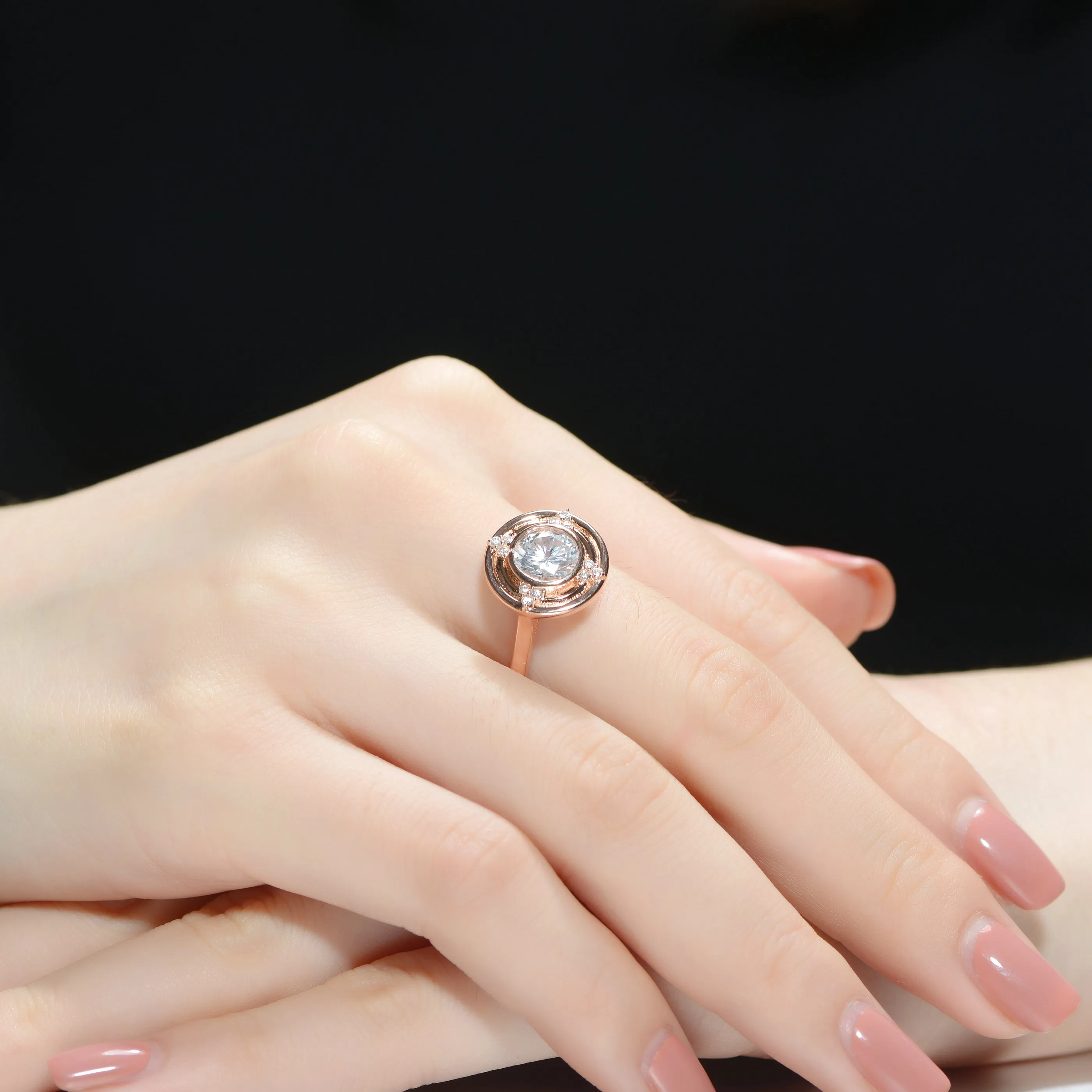 Rose Gold Plated Sterling Silver Cubic Zirconia Ring