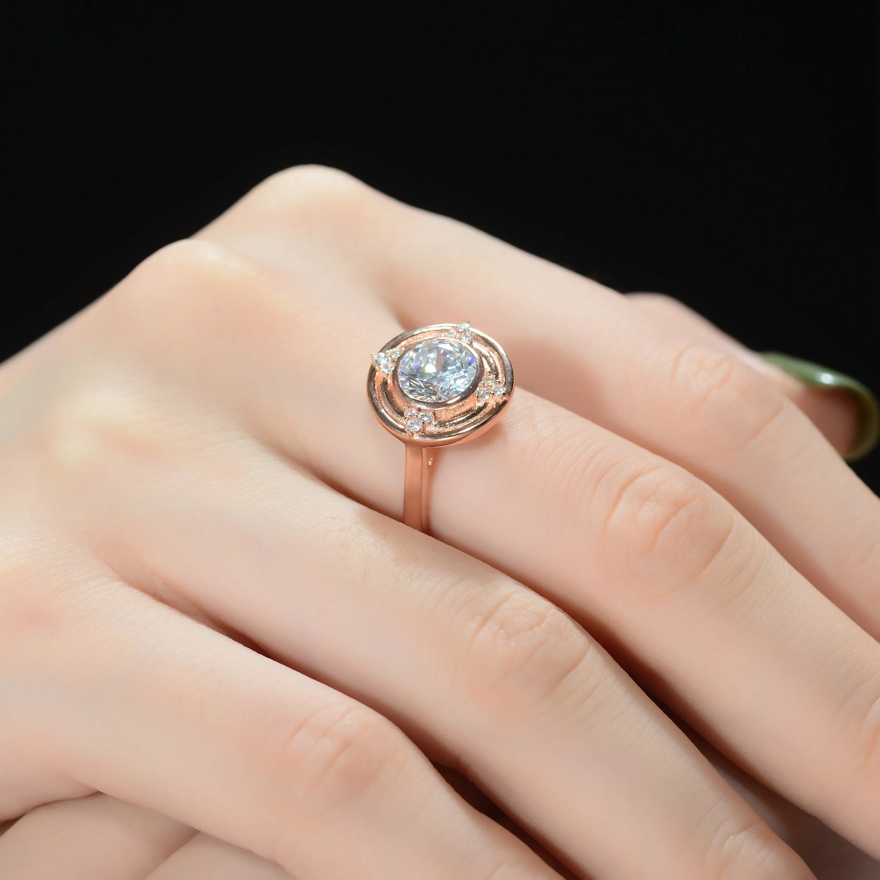 Rose Gold Plated Sterling Silver Cubic Zirconia Ring