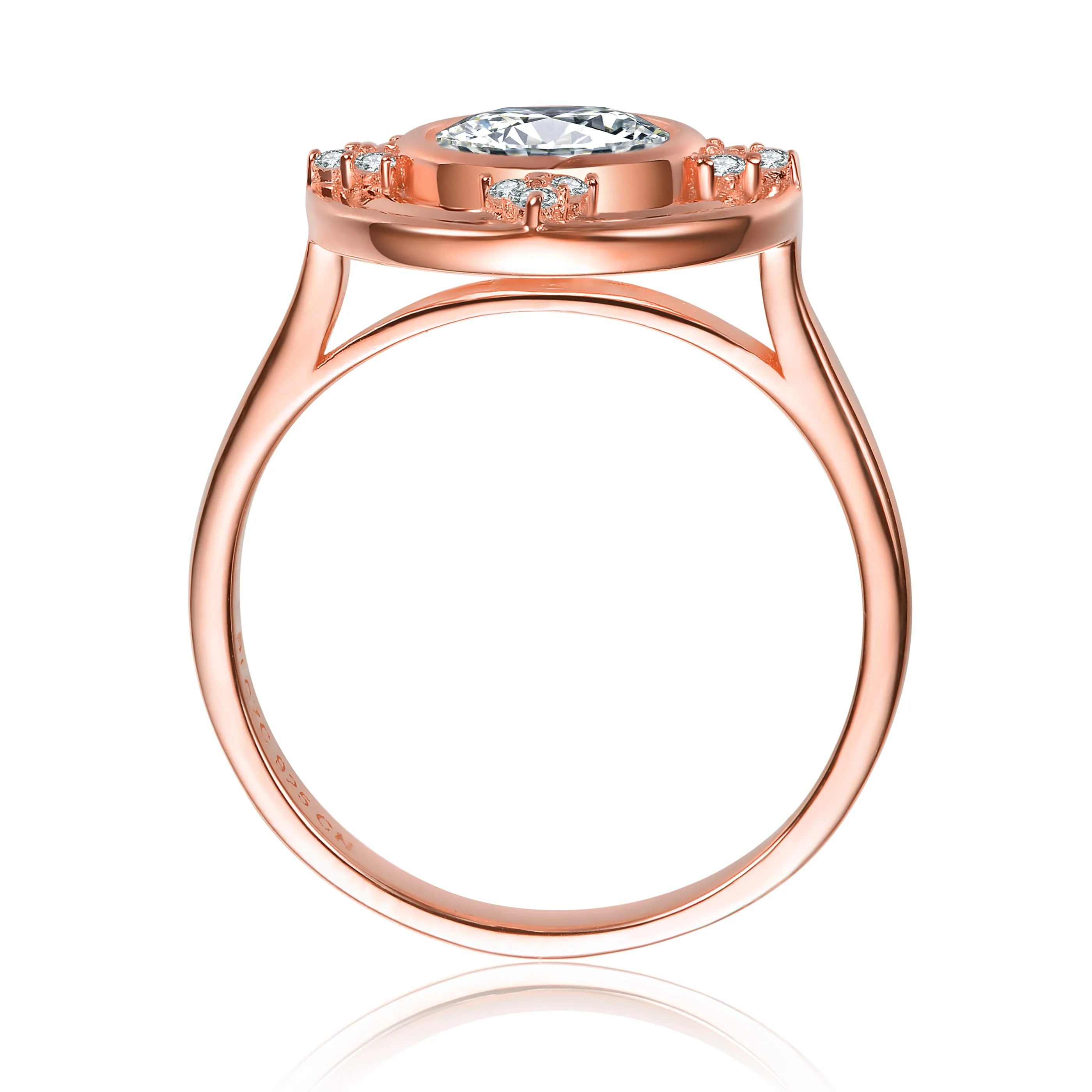 Rose Gold Plated Sterling Silver Cubic Zirconia Ring