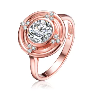 Rose Gold Plated Sterling Silver Cubic Zirconia Ring