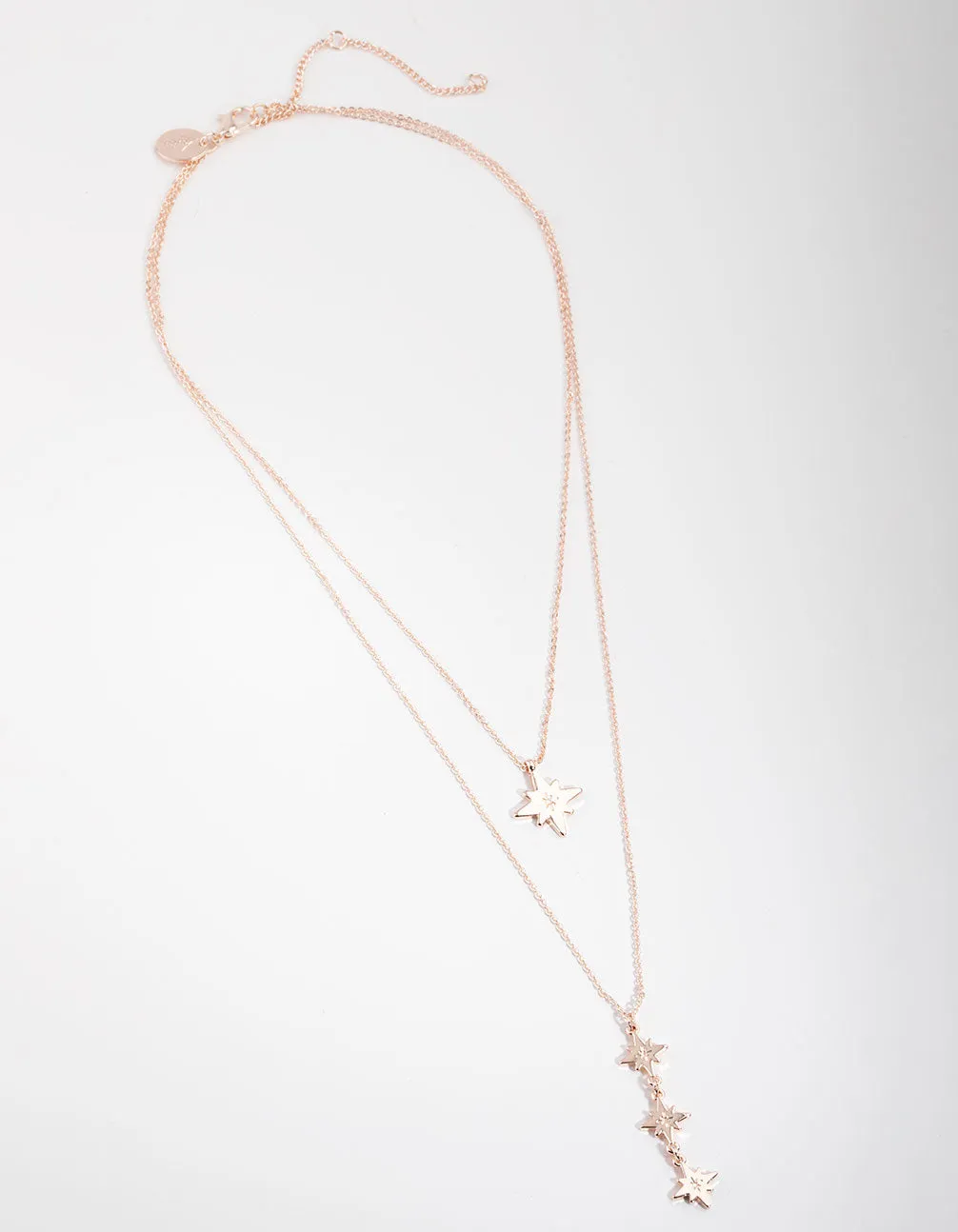 Rose Gold Plated Triple Star Drop Necklace