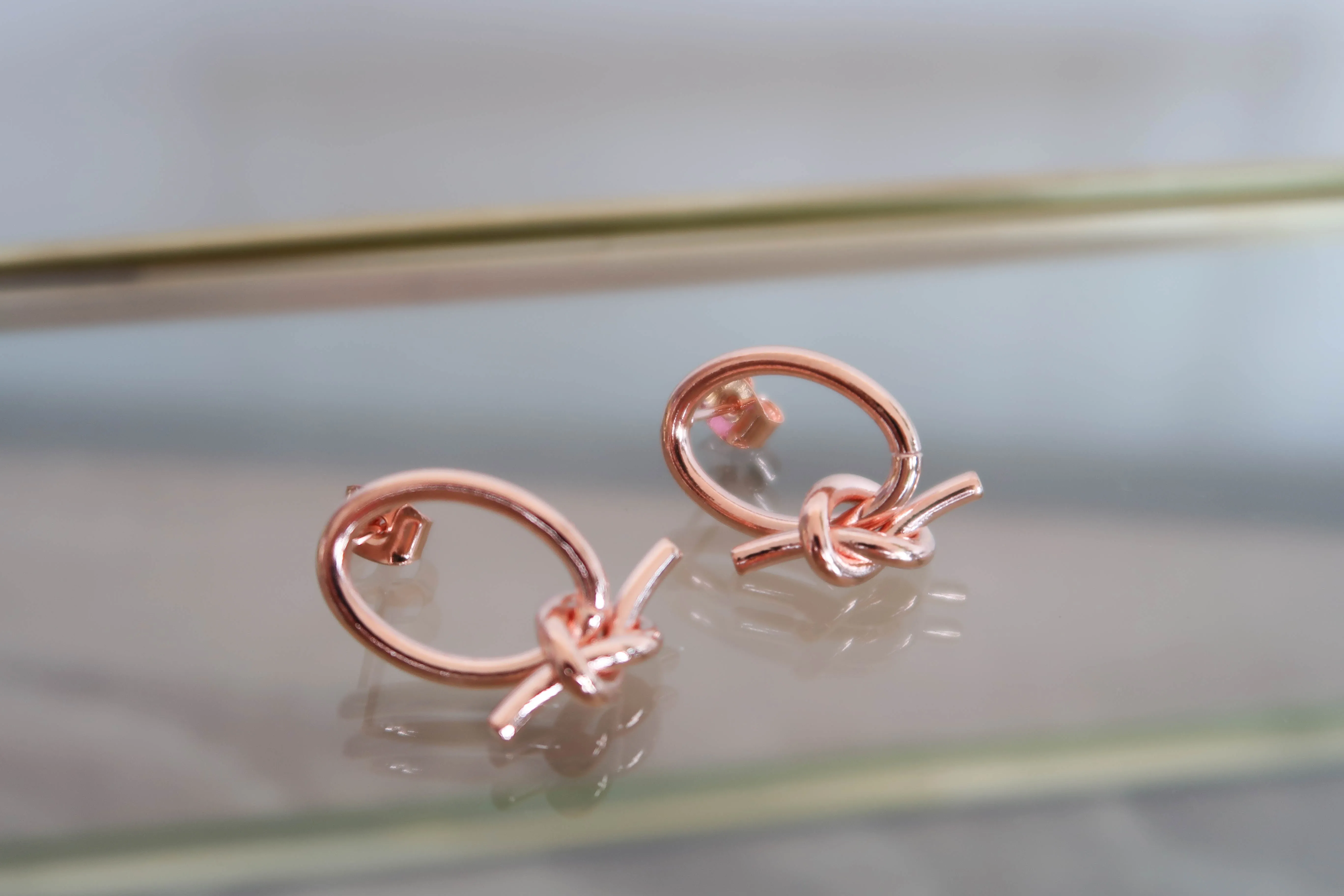 Rose Gold Ribbon Earrings