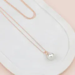 Rose Gold Single Drop Pearl Necklace