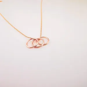 Rose Gold Three Ring Story Necklace