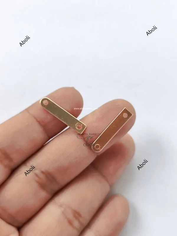 Rose Golden Flat Metal bar Connector Jewellery Component MACU14 Shiny finish 2 hole link connector