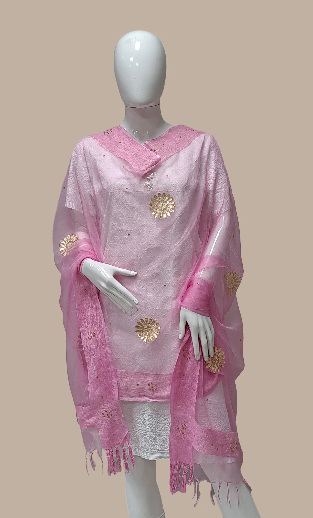 Rose Pink Embroidered Dupatta