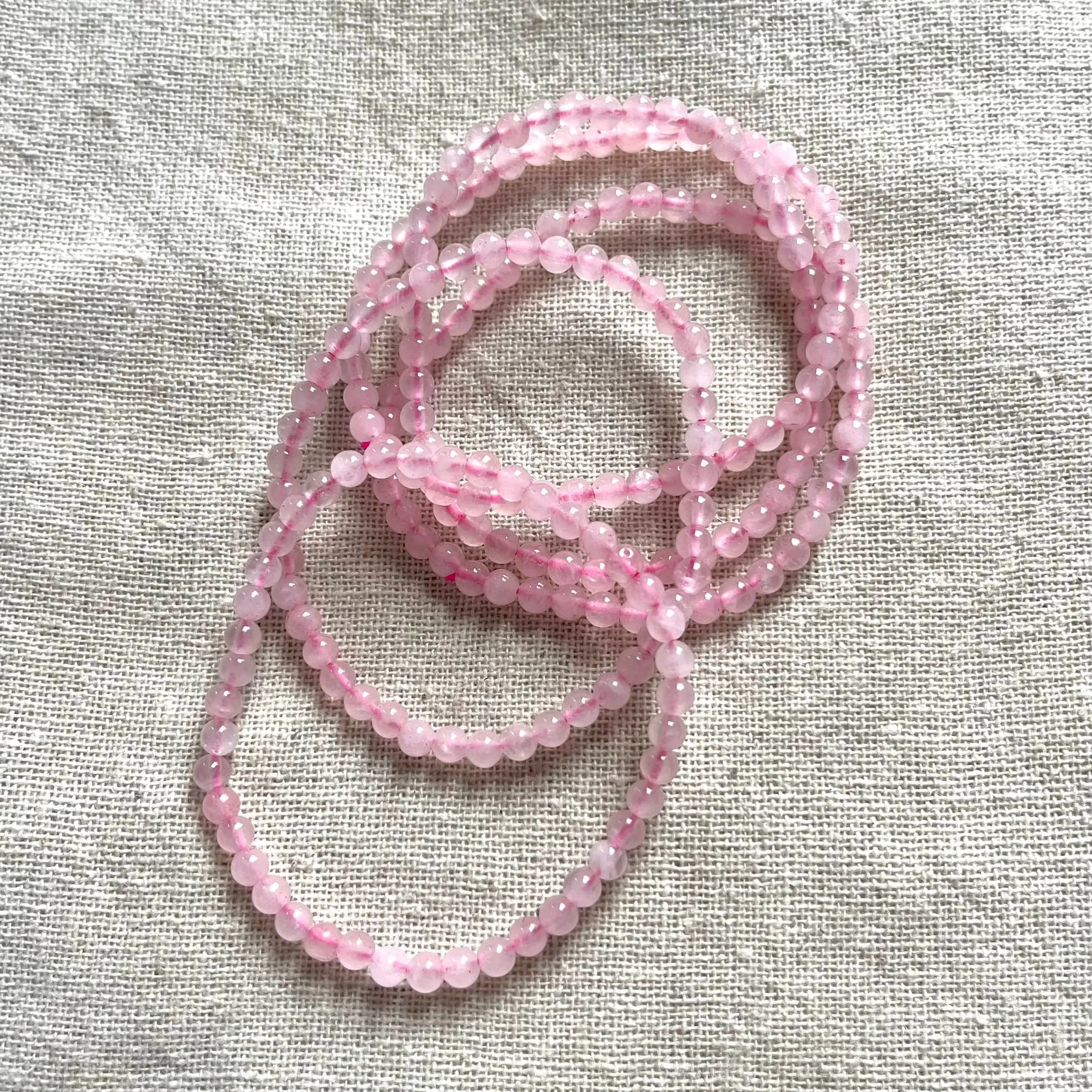 Rose Quartz 4mm Beaded Bracelet - Love