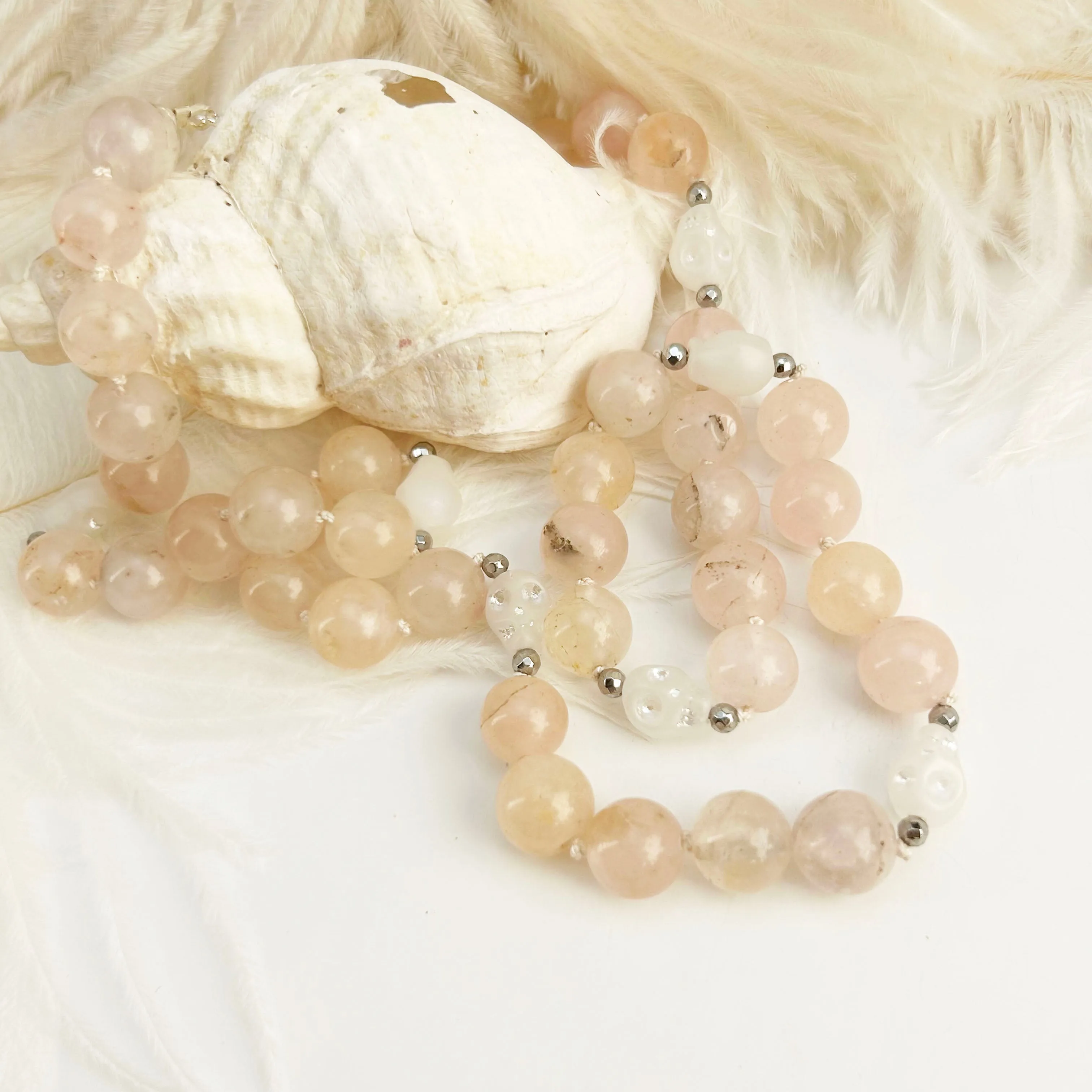 Rose Quartz & Skulls | Necklace