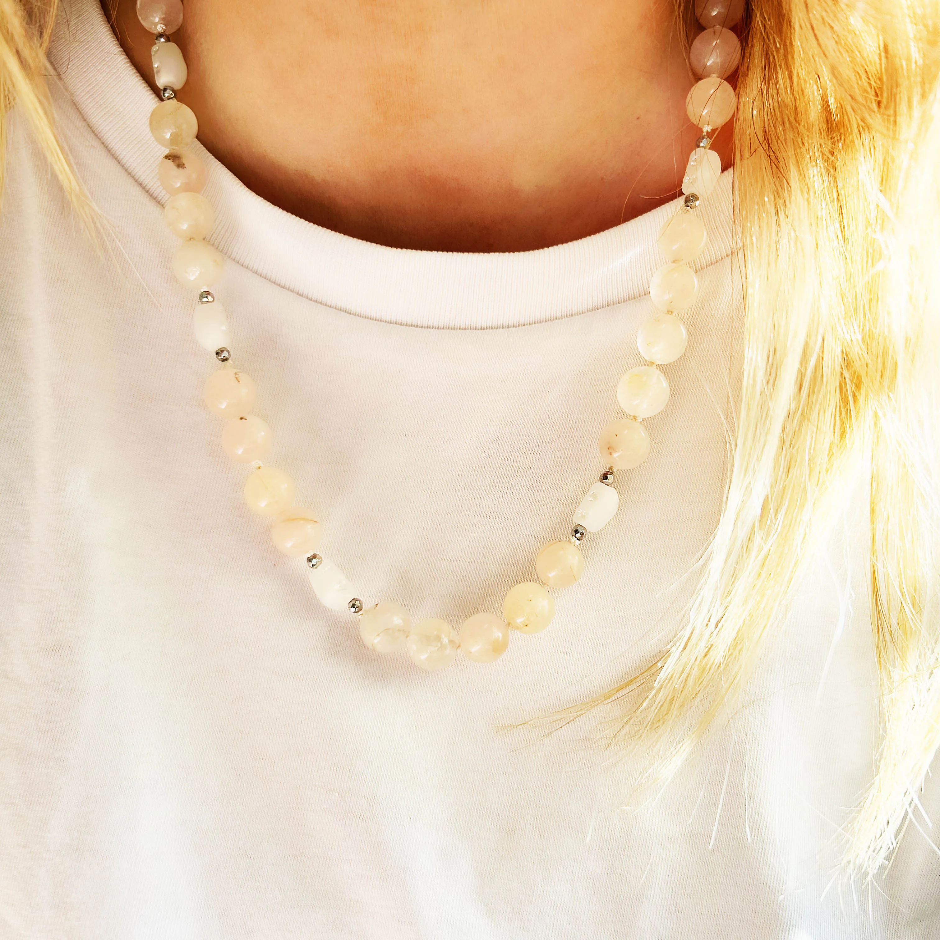 Rose Quartz & Skulls | Necklace