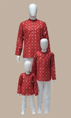 Rose Red Father & Son Printed Kurta Top