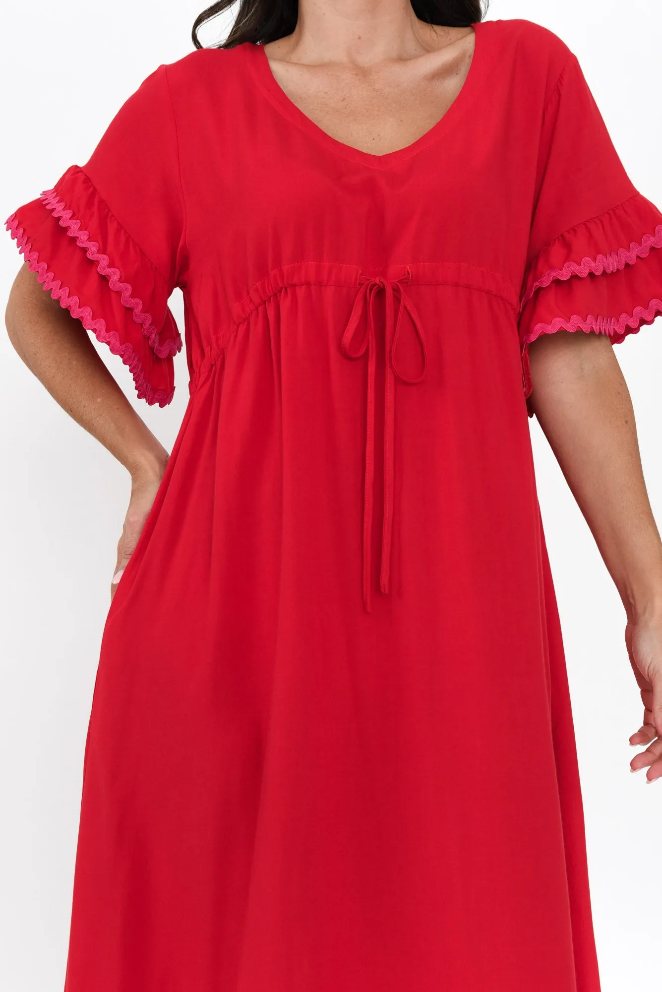 Rosemarie Red Frill Dress