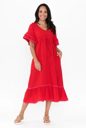 Rosemarie Red Frill Dress