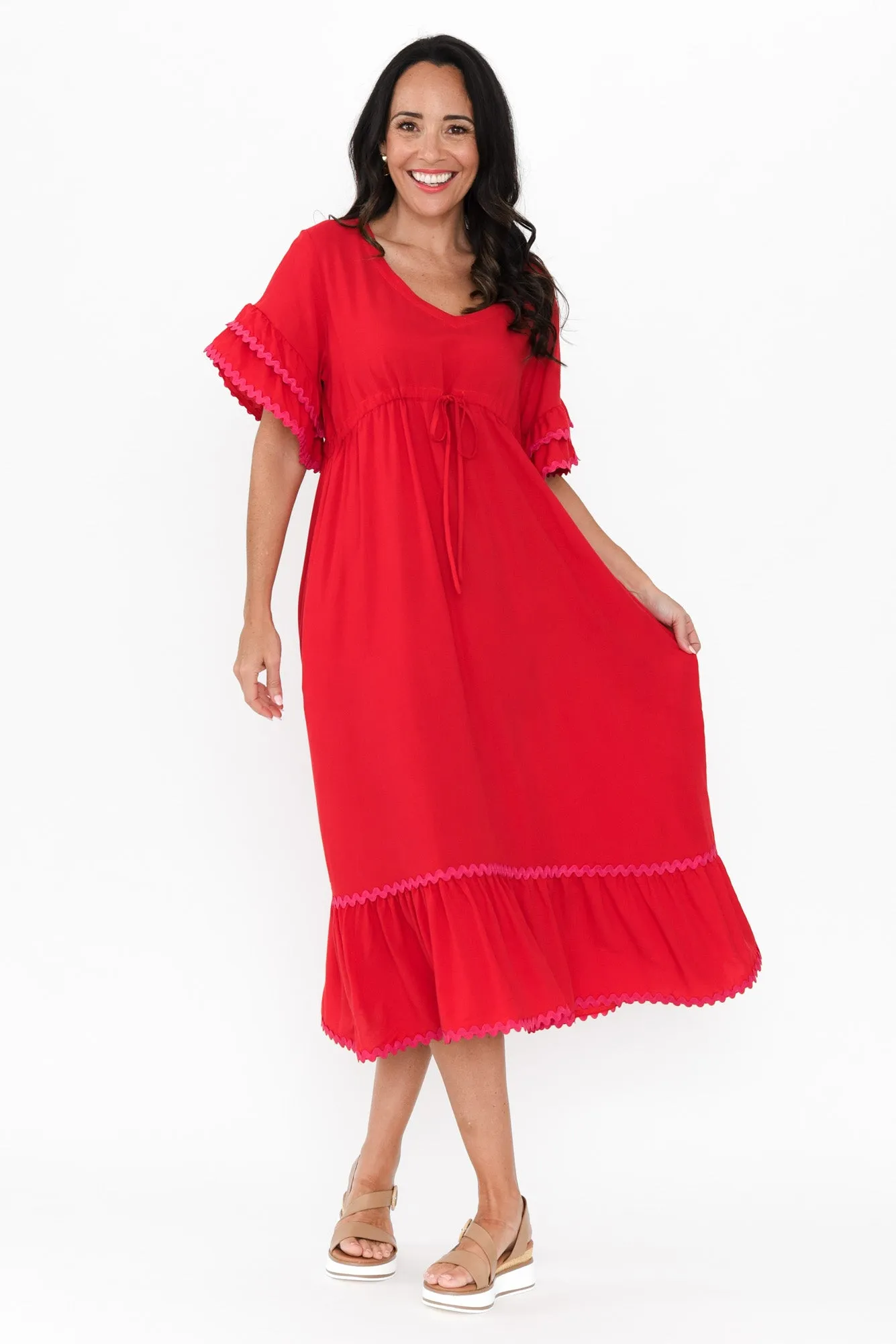 Rosemarie Red Frill Dress