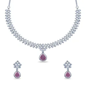 Rosemary CZ Pink Necklace Set