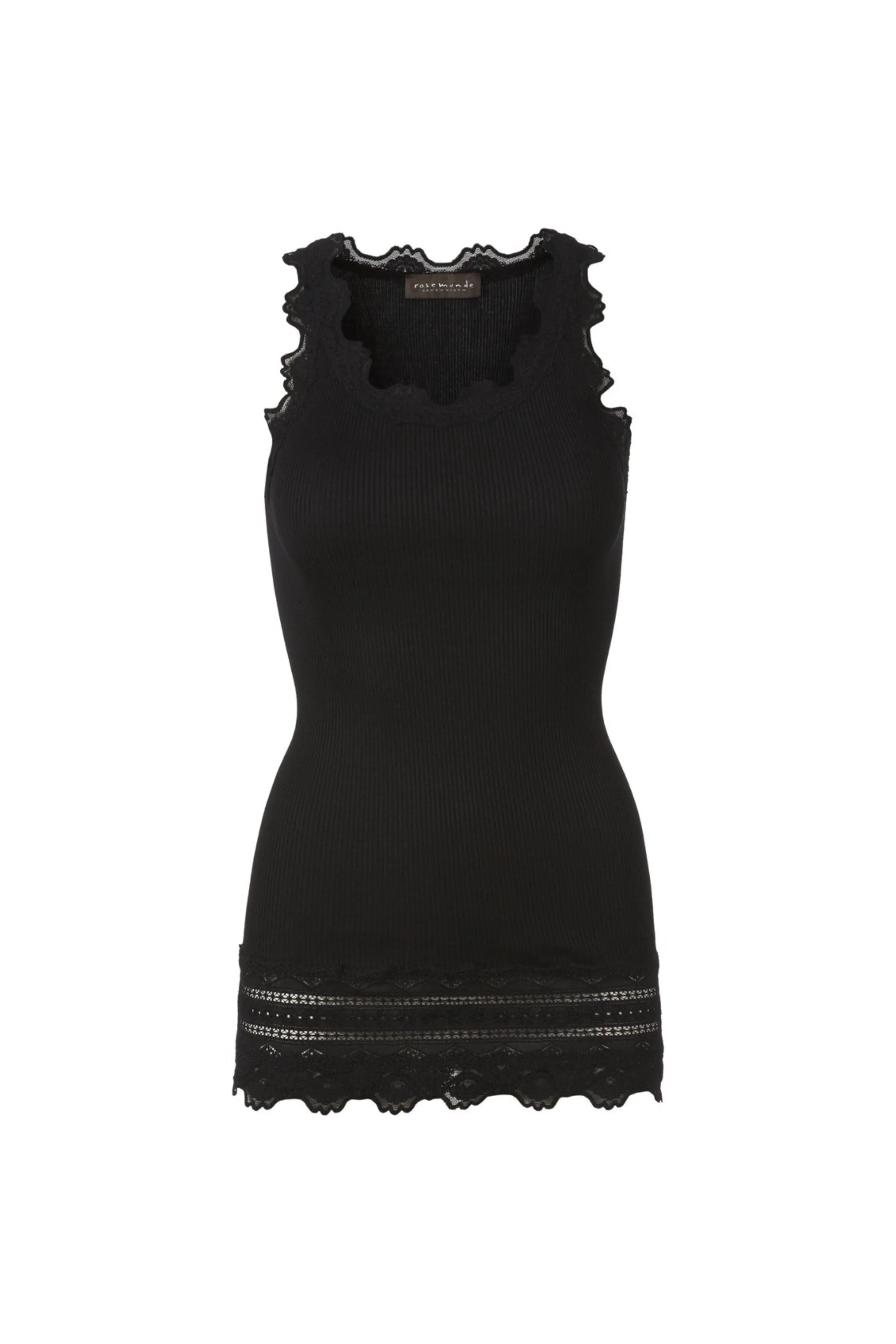 Rosemunde Long Vintage Lace Silk Tank 5315 | 010 Black