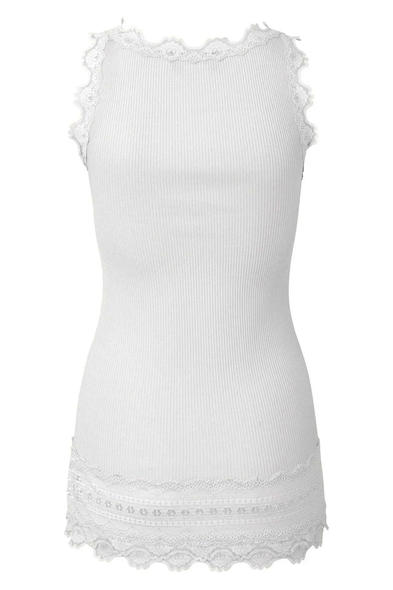 Rosemunde Long Vintage Lace Silk Tank 5315 | 1049 New White