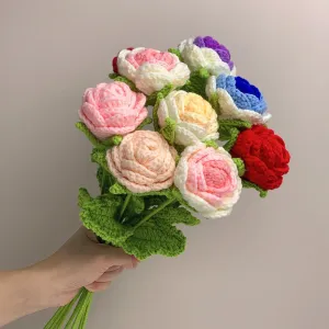 Roses Crochet Flower Handmade Knitted Flower Gift for Lover