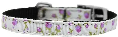 Roses Nylon Dog Collar with classic buckle 3-8" Purple Size 16