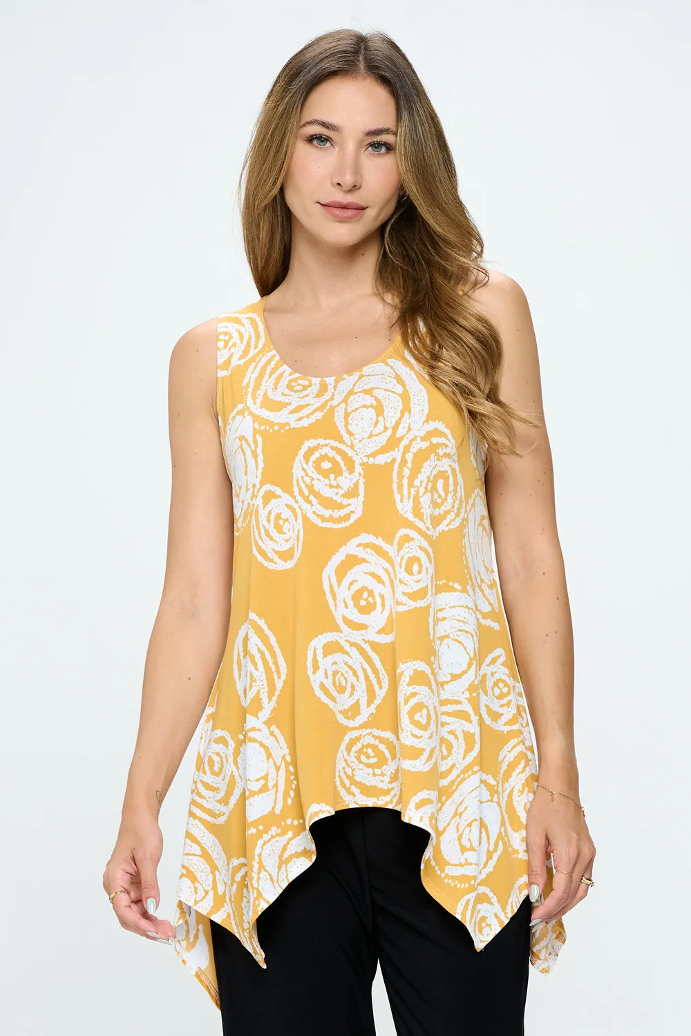 Rosette Bloom HIT Shark Bite Hem Tank- 2057HT-TRP1-W342