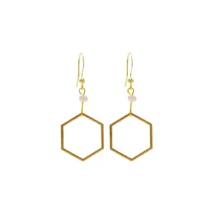 Rosie Fox Strawberry Quartz Maxi Hexagon Earrings