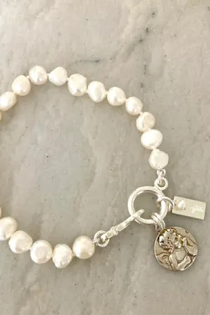 Rosie Pearl Bracelet | Cherub Charm & Freshwater Pearls | By Pearly Girls