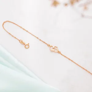 Rosy Romance Rose Gold-Plated 925 Sterling Silver Bracelet with Dual Hearts