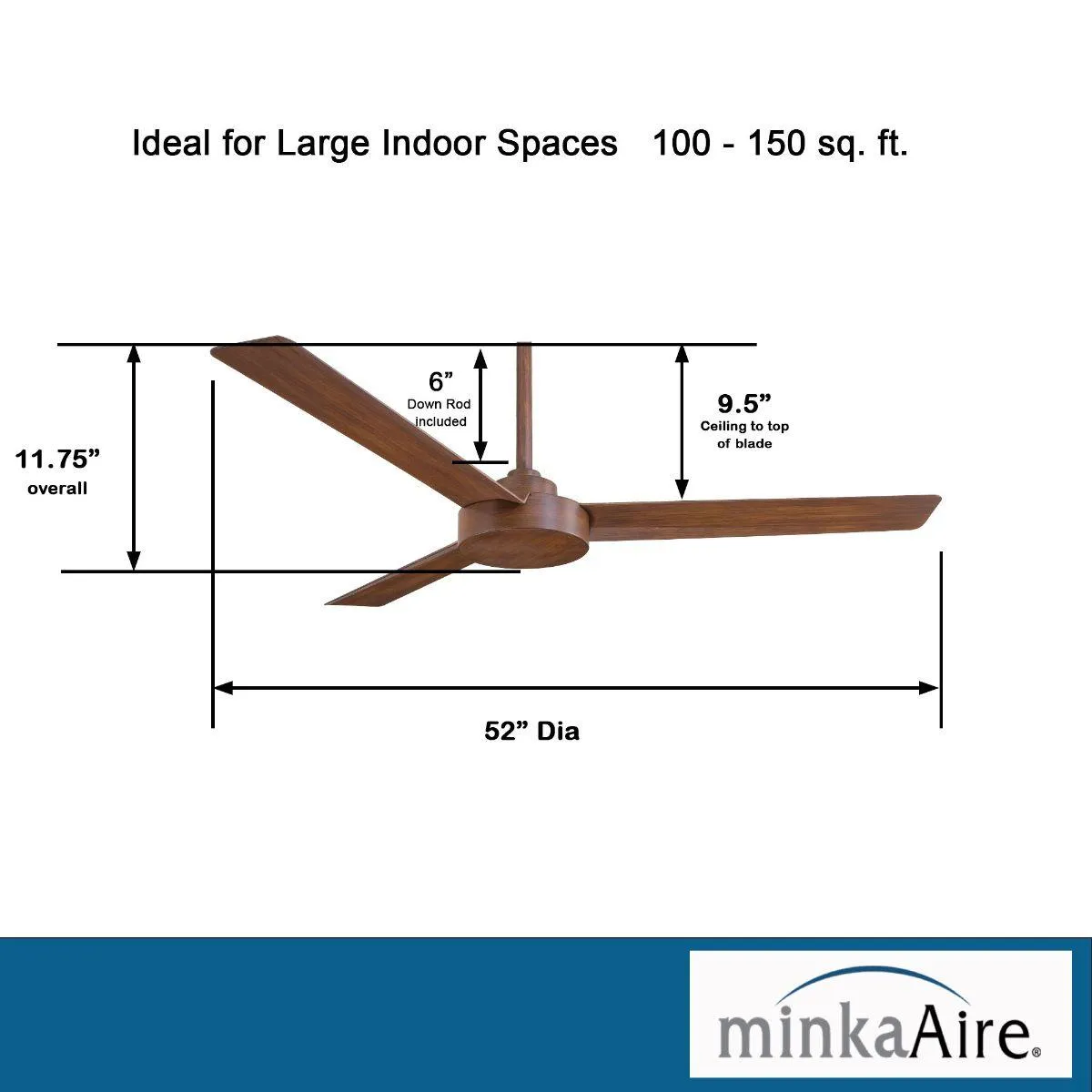 Roto 52" Koa Ceiling Fan with Wall Control