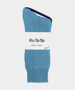 Rototo Cotton Waffle Socks in Sky Blue