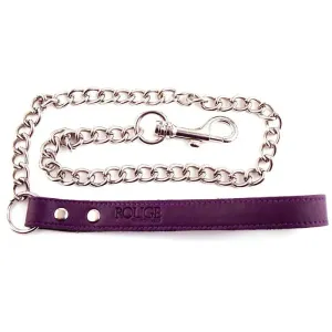 Rouge Garments Purple Leather Lead with Metal Chain and Trigger Hook