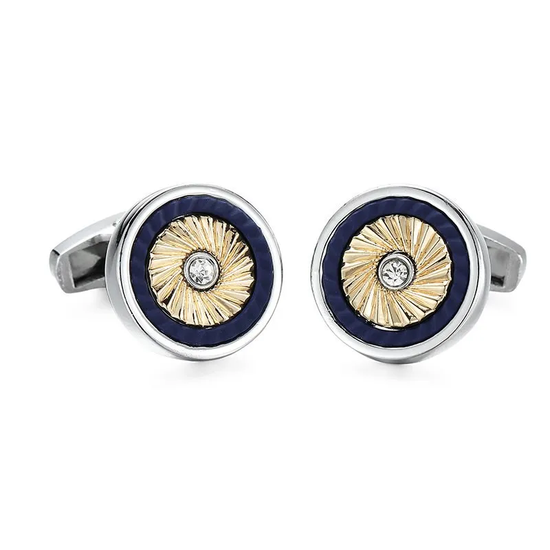 ROUND BLUE SILVER CUFFLINKS