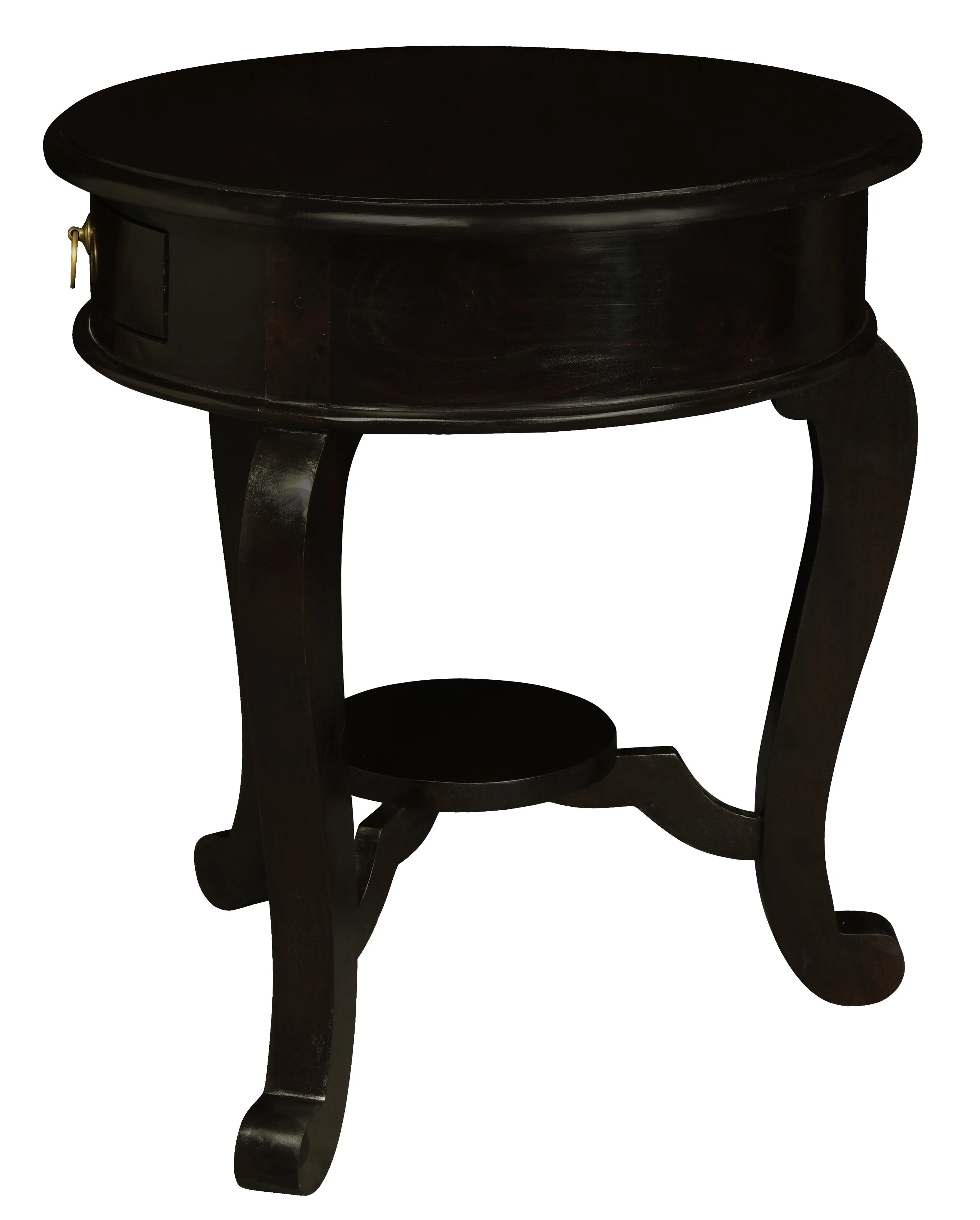 Round Cabriole Leg 1 Drawer Lamp Table (Chocolate)