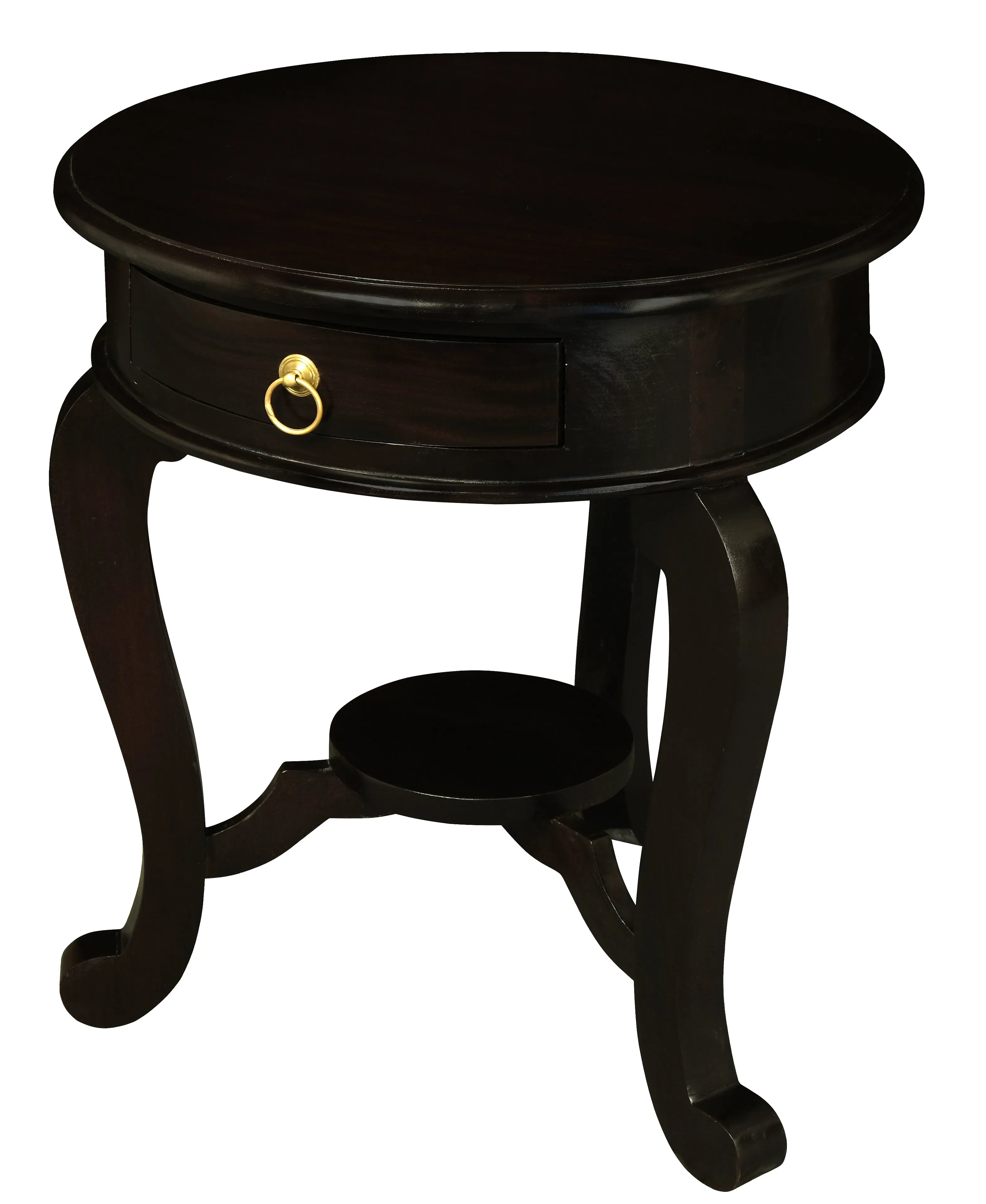 Round Cabriole Leg 1 Drawer Lamp Table (Chocolate)