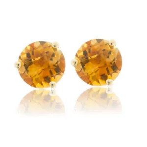 Round Citrine Stud Earrings