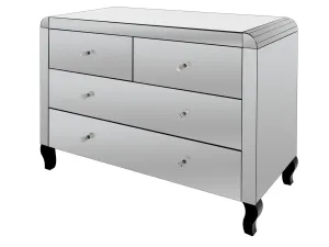 Round Cornered Mirrored Chest of Drawers