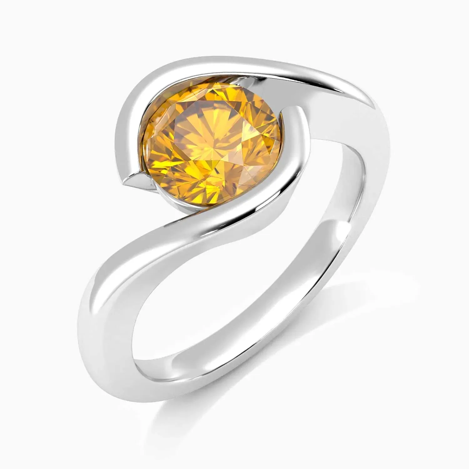 Round Cut Citrine Promise Ring in Sterling Silver | Irosk Australia ®