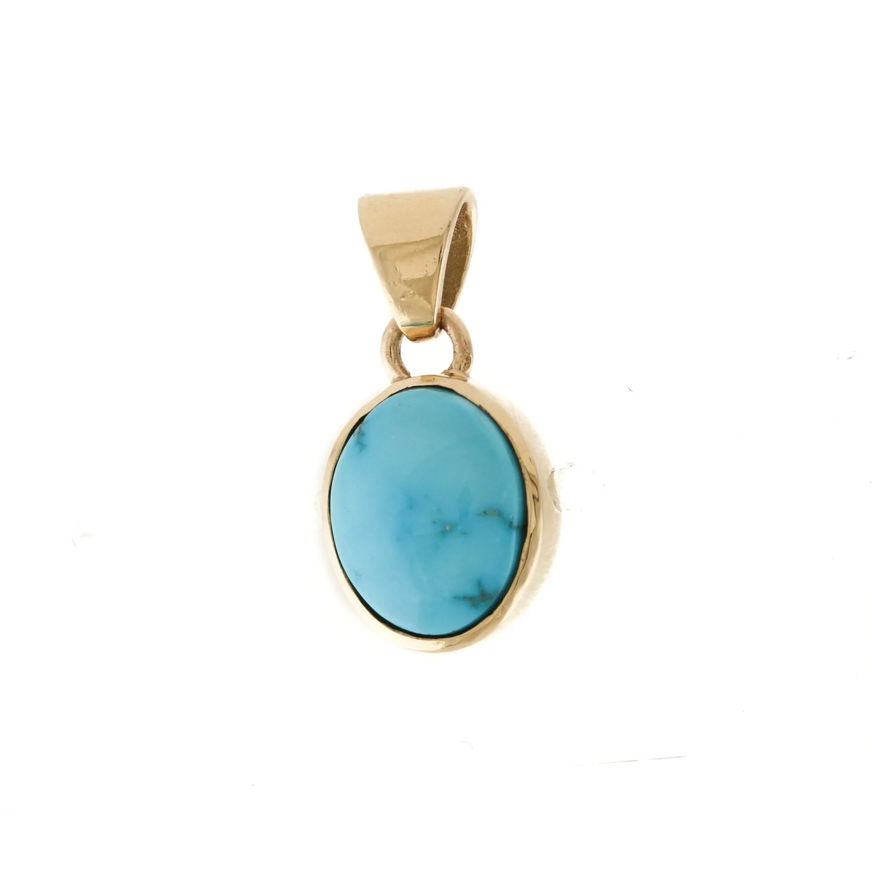 Round Egyptian Turquoise Pendant 14k Gold